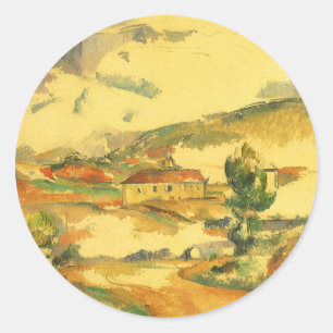 Adesivo Redondo Mont Sainte Victoire por Paul Cezanne, arte do