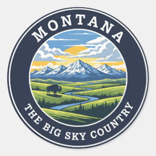 Adesivo Redondo Montana Big Sky Country
