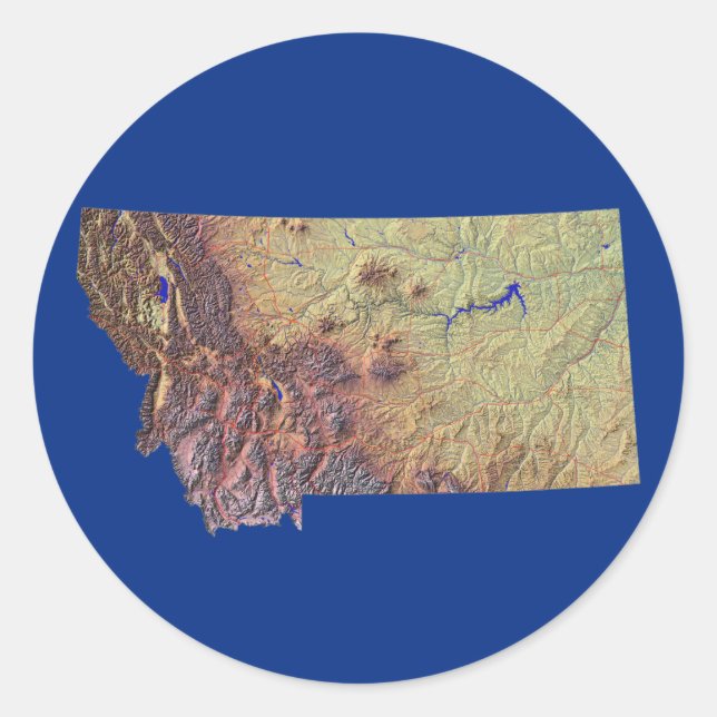 Adesivo Redondo Montana Map Sticker (Frente)