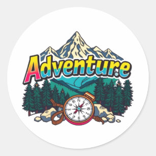 Adesivo Redondo Montanha de Aventura – Design de Natureza para Cam