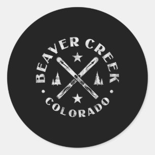 Adesivo Redondo Montanha de esqui Beaver Creek Colorado Esquiando