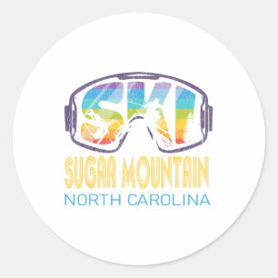 Adesivo Redondo Montanha de Esqui Sugar Carolina do Norte Férias d