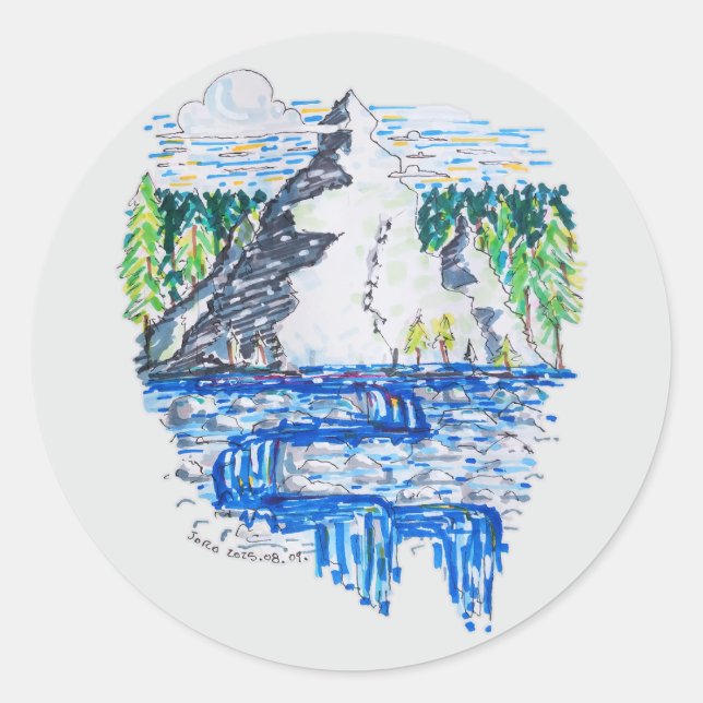 Adesivo Redondo Montanha fresca (Frente)