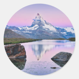 Adesivo Redondo Montanha Matterhorn em Zermatt, Suiça