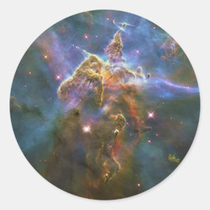 Adesivo Redondo Montanha Mística de Gás Ascensão na Nebulosa Carin
