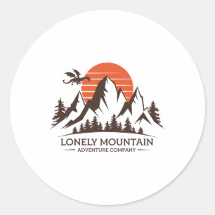 Adesivo Redondo Montanha Solitária - Empresa de Aventura - Viagem