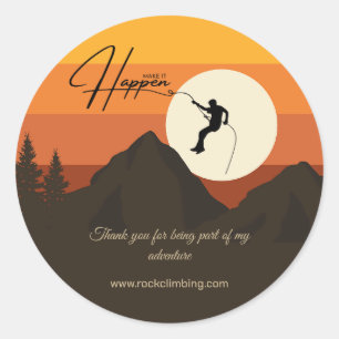 Adesivo Redondo Montanha Sunset Subindo Obrigado Adventure