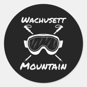 Adesivo Redondo Montanha Wachusett Machusetts Esquiador Esquiando