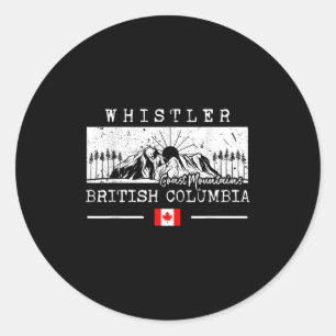 Adesivo Redondo Montanha Whistler Canadá Resort de Esqui Esqui Bri