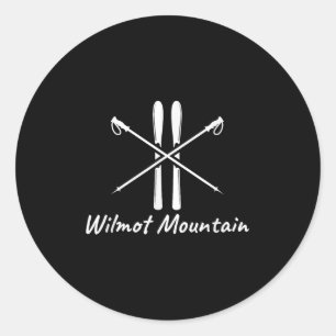 Adesivo Redondo Montanha Wilmot Illinois Esqui Bastões de Esqui In
