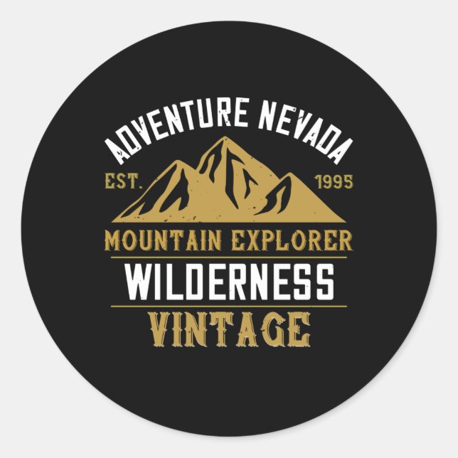Adesivo Redondo Montanhas - Adventure Nevada Mountain (Frente)