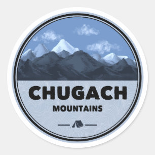 Adesivo Redondo Montanhas Chugach Alasca Acampamento