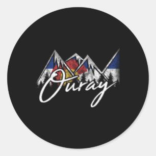 Adesivo Redondo Montanhas de Sinalizador Ouray Colorado