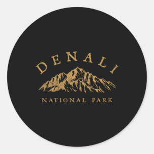 Adesivo Redondo Montanhas do Parque Nacional Denali Retro Vintage