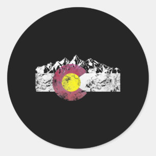 Adesivo Redondo Montanhas do Sinalizador do Colorado em Distância