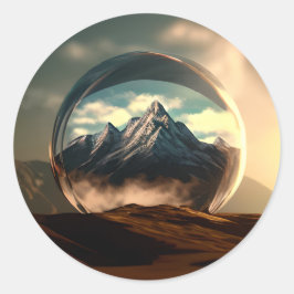 Adesivo Redondo Montanhas em um globo de bolhas