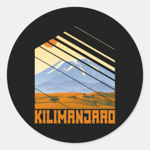 Adesivo Redondo Montanhas Kilimanjaro Ideia Escalada Caminhada
