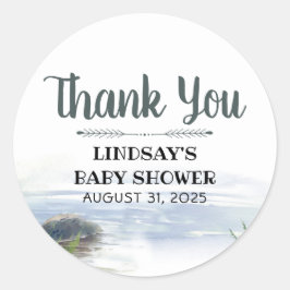 Adesivo Redondo Montanhas Lake Adventure Obrigado