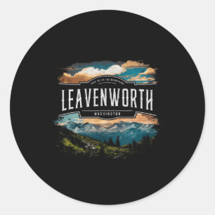 Adesivo Redondo Montanhas Leavenworth Washington Caminhada Ao Ar L