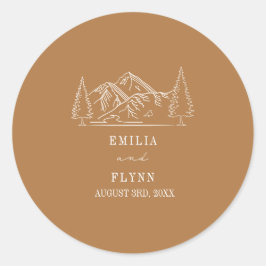 Adesivo Redondo Montanhas Line Art Goldenrod Casamento