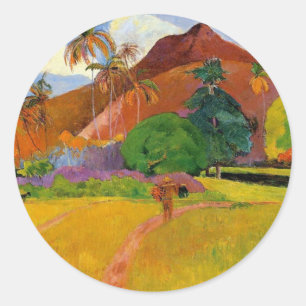 Adesivo Redondo 'Montanhas no Taiti' - Paul Gauguin Sticker