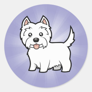 Adesivo Redondo Montanhas ocidentais Terrier branco dos desenhos