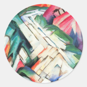 Adesivo Redondo Montanhas (Paisagem) por Franz Marc, Arte Antigo