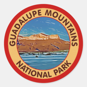 Adesivo Redondo Montanhas parque nacional de Guadalupe, Texas