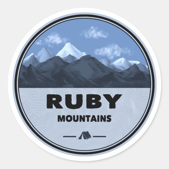 Adesivo Redondo Montanhas Ruby Nevada Acampamento (Frente)