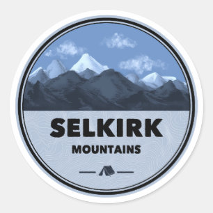 Adesivo Redondo Montanhas Selkirk Colúmbia Britânica Acampamento