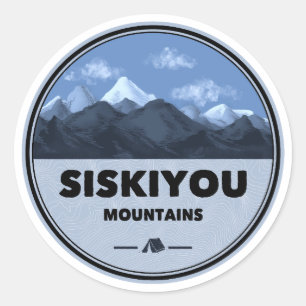 Adesivo Redondo Montanhas Siskiyou Camping Califórnia