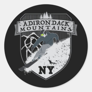 Adesivo Redondo Montanhas Ski Adirondack, NY