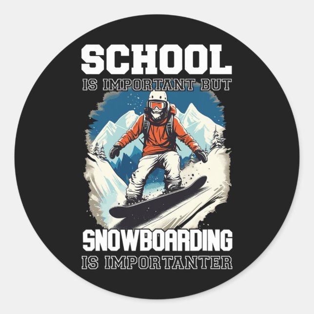 Adesivo Redondo Montanhas Snowboard Snowboard Vacinação de neve Es (Frente)