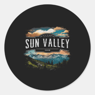 Adesivo Redondo Montanhas Sun Valley Idaho Caminhadas Ao Ar Livre 