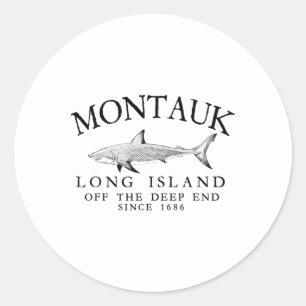 Adesivo Redondo Montauk Li Caça de Tubarão Off The Deep End Vintag