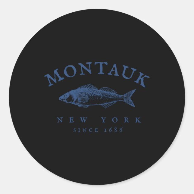 Adesivo Redondo Montauk New York Fisheries (Frente)