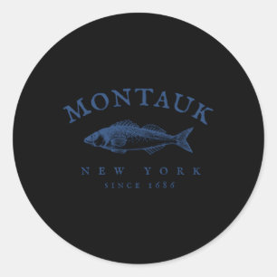 Adesivo Redondo Montauk New York Fisheries