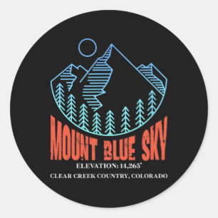 Adesivo Redondo Monte Blue Sky Colorado Montanha de Esqui Esquiado