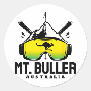 Adesivo Redondo Monte Buller Austrália esqui retro esquiar