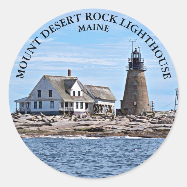 Adesivo Redondo Monte Desert Rock Lighthouse, Maine Round Stickers (Frente)