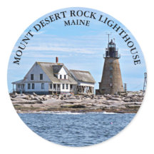 Monte Desert Rock Lighthouse, Maine Round Stickers