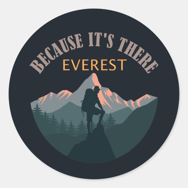 Adesivo Redondo Monte Everest, Hiker Sticker (Frente)