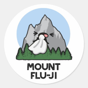 Adesivo Redondo Monte Flu-ji Funny Mountain Pun
