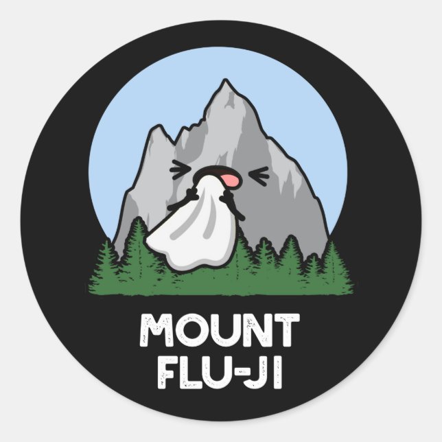 Adesivo Redondo Monte Flu-ji Funny Mountain Pun Dark BG (Frente)