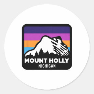 Adesivo Redondo Monte Holly Michigan Skiing Snowboard Family Sk