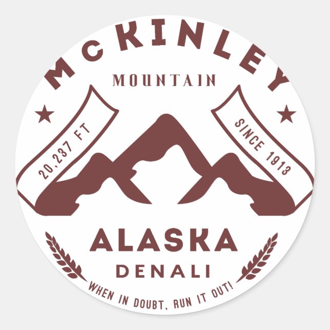 Adesivo Redondo Monte McKinley Denali Alaska (Frente)