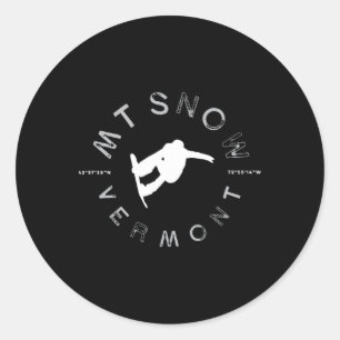 Adesivo Redondo Monte Snow Vermont Graphic Vintage Snowboard T Shi