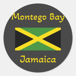 Adesivo Redondo Montego Bay Jamaica - Bandeira jamaicana