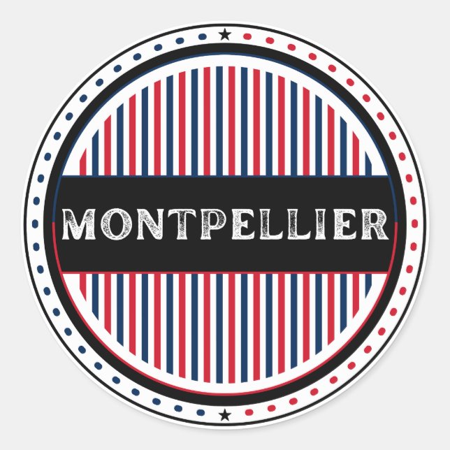 Adesivo Redondo Montpellier City Pride Emblem – French Identity (Frente)