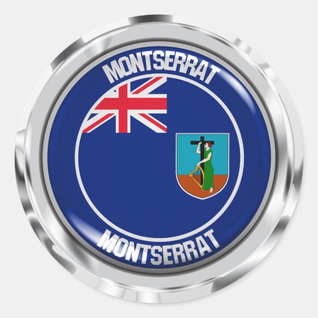 Adesivo Redondo Montserrat Round Emblem (Frente)